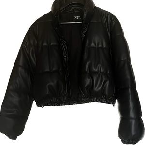 ZARA FAUX LEATHER BOMBER JACKET